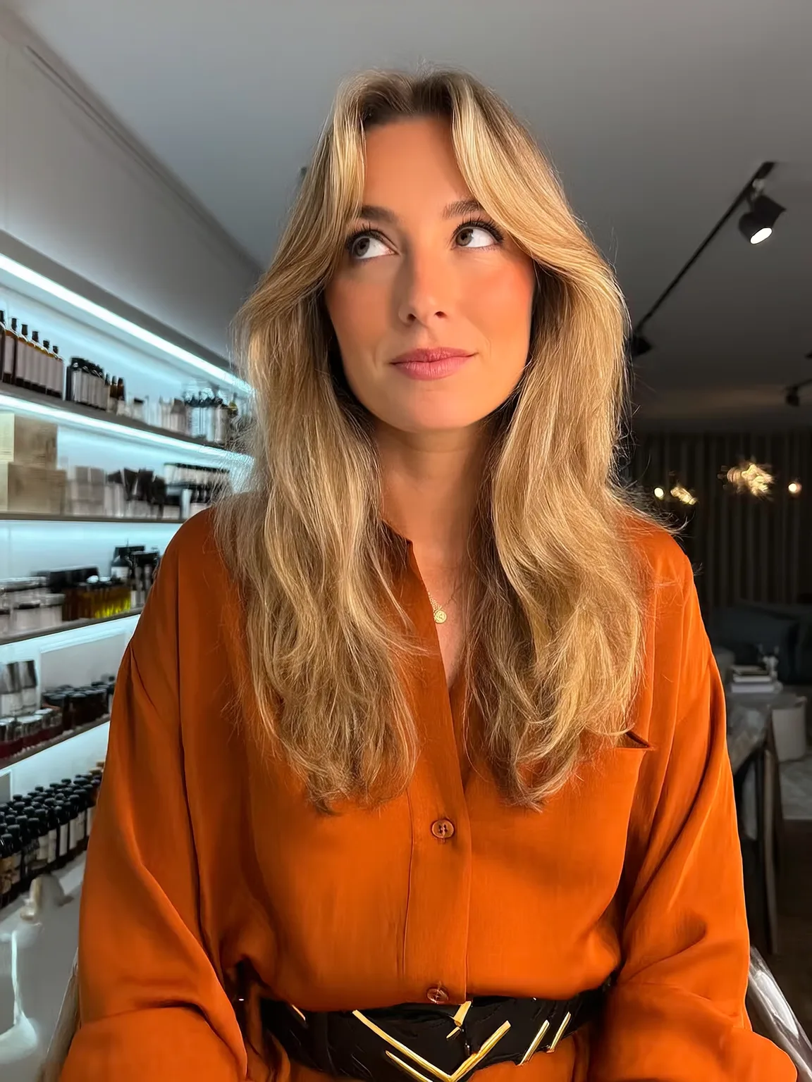 Long Flowing Layers with Golden Honey Blonde Balayage